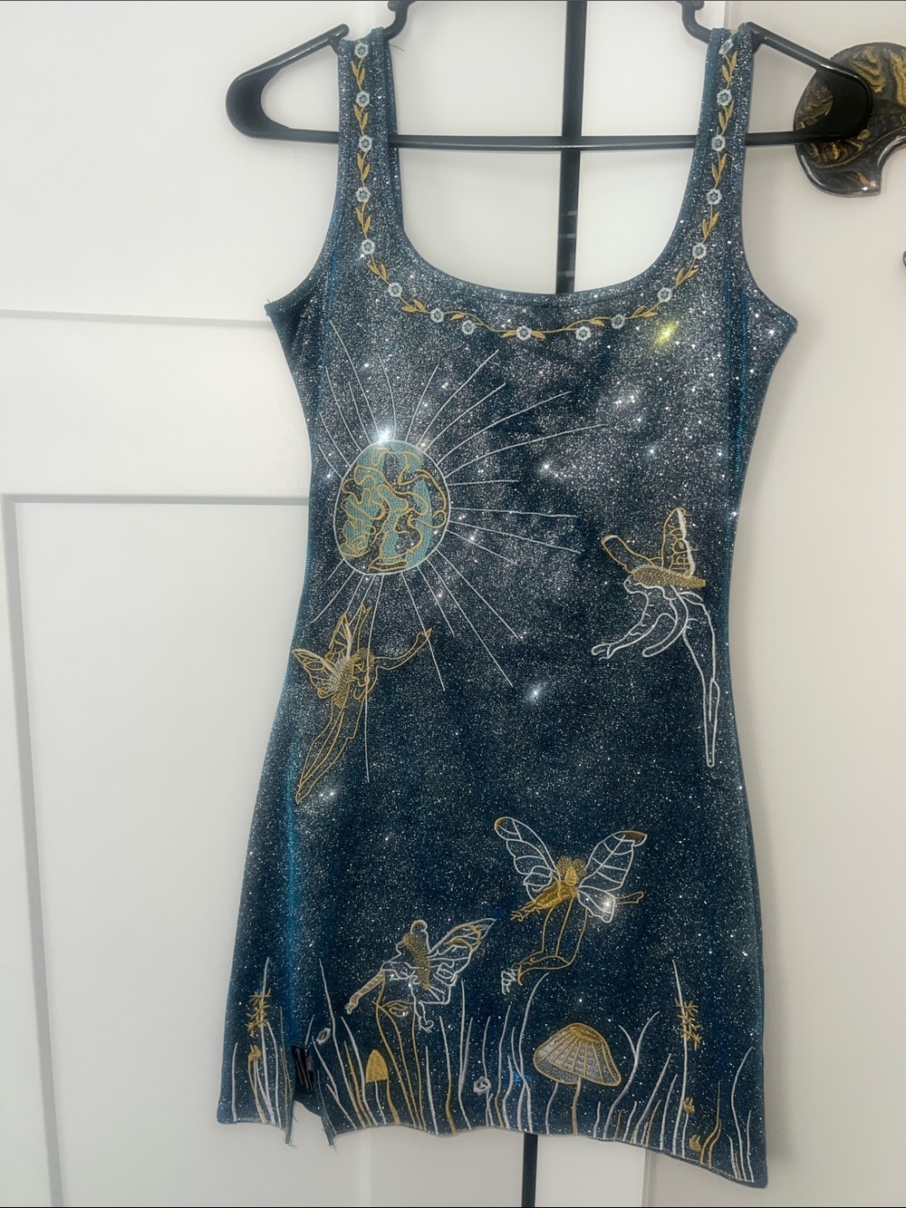 Mystic Fairy Embroidered Tank Dress - Navy Blue